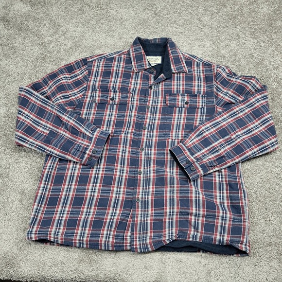 Boston Traders Other - Boston‎ Traders Mens XL Fleece Lined Plaid Flannel Shirt Navy Button Up 979740